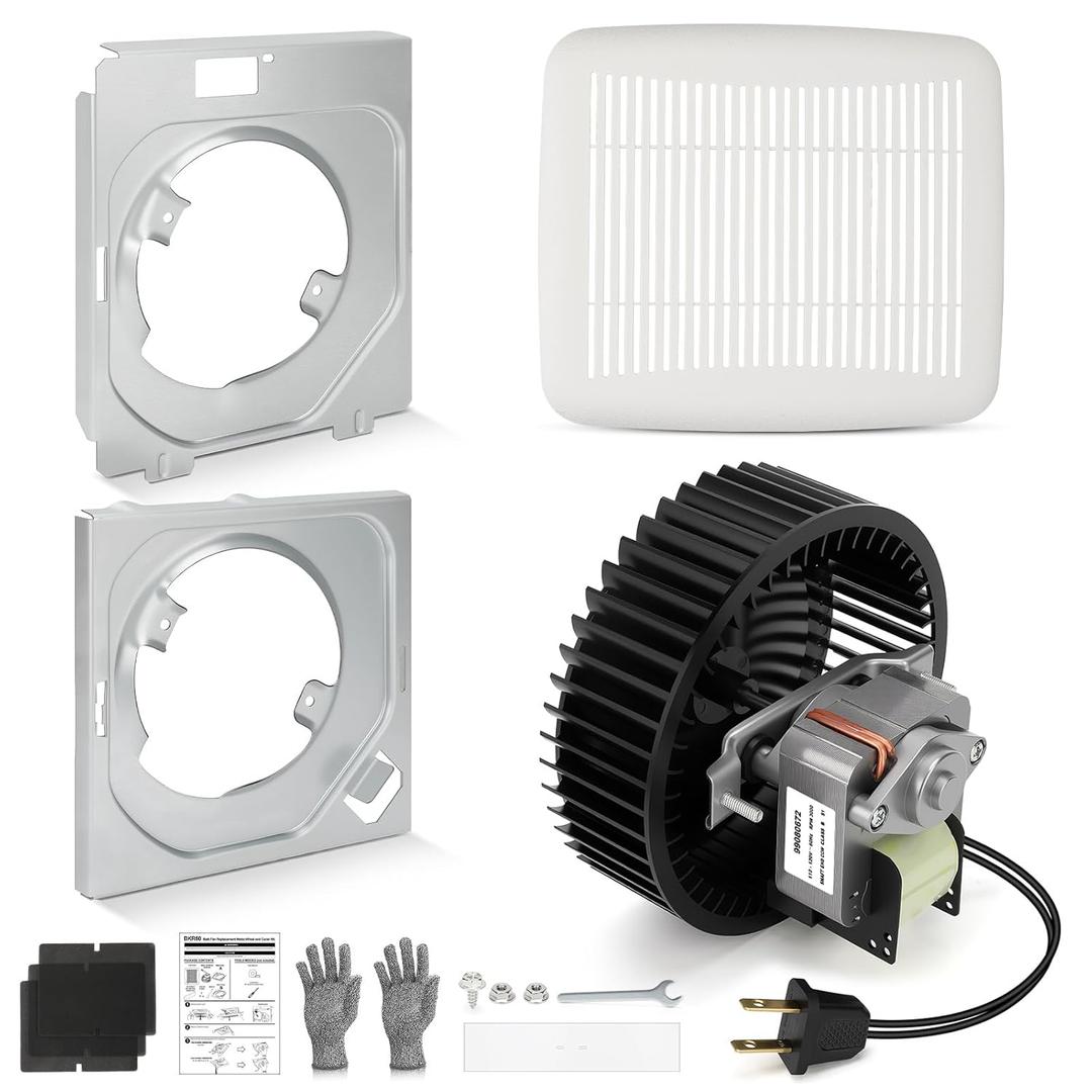 BKR60 Bathroom Ceiling Fan & Grille Kit  Quiet 60 CFM High Airflow Bathroom Exhaust Fan Replacement for 670, 671, 688-G, 688-H, 688-J, 688-K, 693, 695, 695-R02, 696N, 696N-R02, 690-A, 690NT-A
