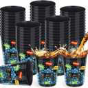 24 Pieces 16 oz Video Game Theme Cups Gaming Party Favors Set Go Win Level up Plastic Cups Gamer Frosted Cup for Popular Video Party Supplies Kids Gamer Birthday Decorations(Blue)