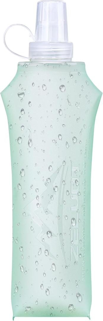 Zelvot Running Vest Soft Flask, BPA-Free 500ml Collapsible Water Bottle for Hydration Backpack, Folding Running Water Bottle for Marathon Hiking Cycling Climbing (Green, 500 ML)