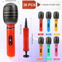 30 Pack Inflatable Microphones in Assorted Colors for Adults