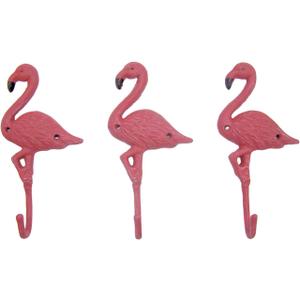 Wowser Tropical Cast Iron Pink Flamingo Wall Hook, Nautical Home Decor, Unique Beach Theme Wall Hooks, 8 Inches, Set of 3 Wowser Tropical Cast Iron Pink Flamingo Wall Hook, Nautical Home Decor, Unique Beach Theme Wall Hooks, 8 Inches, Set of 3