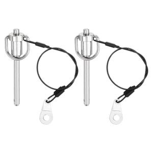 uxcell 2 Pcs Quick Release Pin, 1/4" x 2"(Dia. x L) Push-Button Ball Locking Pin 304 Stainless Steel Ring Handle Locking Pin with Wire for Audio Bimini Top Marine, Silver
