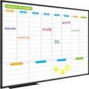 JILoffice Weekly Dry Erase Board - Magnetic Calendar White Board Planner 36 X 24 Inch, Black Aluminum Frame Wall Mounted Board for Office Home and School