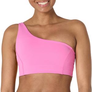 Amazon Essentials Women's Active FormFlex Buttery Soft Light Support One Shoulder Strappy Back Sports Bra, L