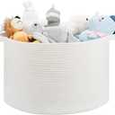 Ravinte Large Storage - 22"x 22"x 14" Blanket Basket for Living Room, Baby Toy Storage, Cotton Rope Woven Laundry Basket (White)