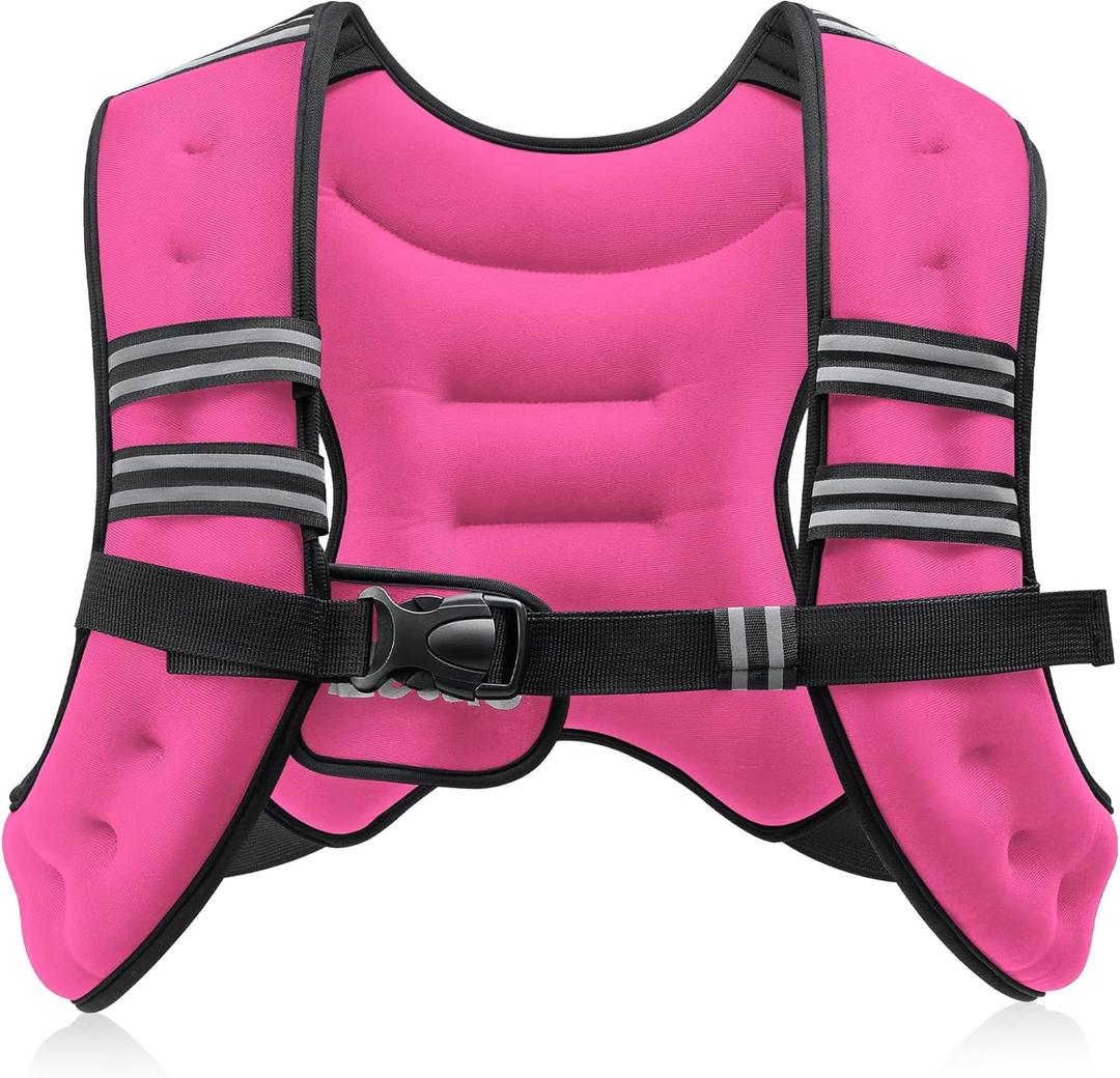 ZELUS Weighted Vest,8lb Weight Vest with Reflective Stripe for Workout, Strength Training, Running, Fitness, Muscle Building, Weight Loss, Weightlifting (Pink)