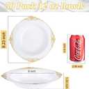 Nervure 50 Pack White Plastic Bowls with Gold Rim - 12oz Disposable Soup Bowls - Heavy Duty Dessert Bowl, Salad Bowl Perfect for Weddings, Parties, Mothers Day