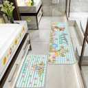 Drydiet Spring Easter Kitchen Rugs and Mats Set of 2 Happy Easter Kitchen Decor Buffalo Plaid Bunny Egg Cross Flower Mat for Floor Spring Decorations for Home, 17 x 30, 17 x 47 Inches