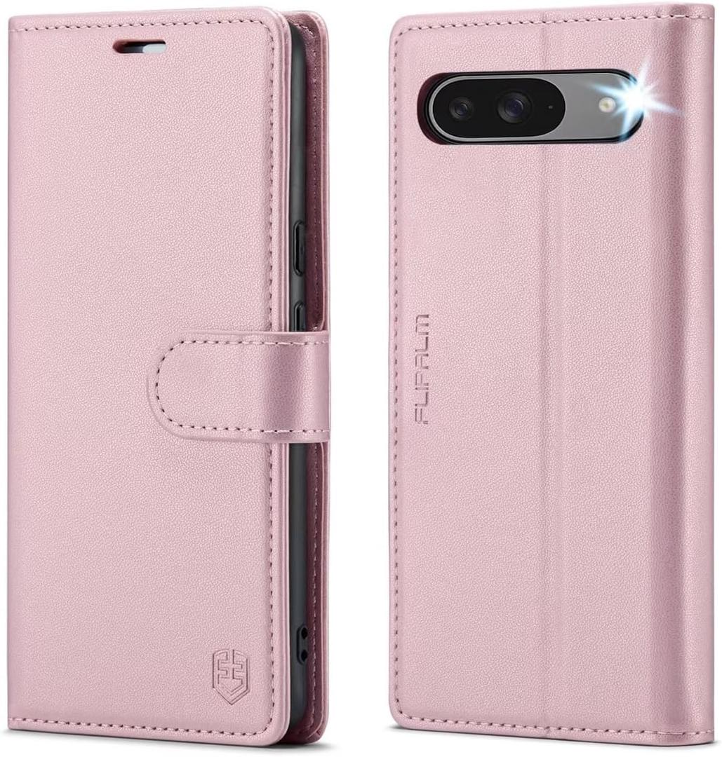 Wallet Case for Google Pixel 10 5G/Pixel 10 Pro, RFID Blocking Credit Card Holder, PU Leather Folio Flip Kickstand Protective Shockproof Cover (Pink)