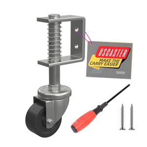 Gate Wheel 2 Inch Heavy-Duty Caster for Wooden Gates - 360 Degree Rotation, Solid Rubber Tire, 80lbs Capacity, Spring-Loaded, Includes Screws & Screwdriver, 2inch 70lb