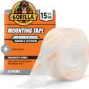Gorilla Invisible Hold Mounting Tape, 1" x 60" (Pack of 1), Clear Double Sided Tape for Strong, Permanent Indoor & Outdoor Hanging