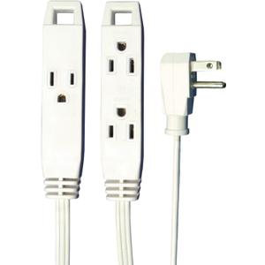 Axis 3-Outlet Indoor Extension Cord with Flat-Profile Plug - 8-foot, White (45505)