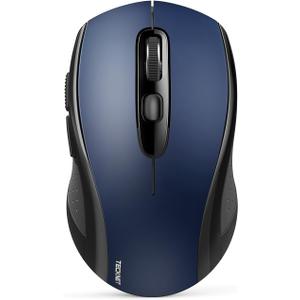 TECKNET Bluetooth Mouse, 4000DPI Wireless Mice for Laptop 2-in-1(BT 5.0/3.0+2.4Ghz) Computer Mouse with USB Receiver for Mac (USB-A+Bluetooth, Blue)