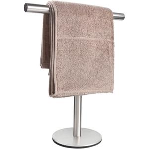 Bath Hand Towel Holder Standing, 13 Inch T-Shape Towel Bar Rack Stand, SUS304 Stainless Steel Brushed Finish, Tower Bar for Bathroom Kitchen Vanity Countertop (Silver)