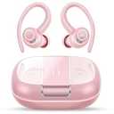 Wireless Earbuds Bluetooth 5.3 Headphones Sports, 48Hrs Playback Over Ear Buds with CVC8.0 Mic, Bass Stereo Bluetooth Earbuds with Earhooks, LED Display, IP7 Waterproof Earphones for Running Pink