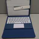 Harvopu Compatible for iPad 11th 10th Generation Case with Keyboard, Folio Cover with Pencil Holder, Multi-Touch Trackpad, 7 Color Backlit, Detachable Keyboard for iPad (A16) 11th/10th Gen (Navy Blue)