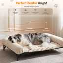 Elevated Dog Bed with Removable Fluffy Pillow Cushion, Raised Pet Cot Washable Bolster, Dog Couch Sofa, Anti Slip Feet, Breathable Mesh, Cream, 43"32"
