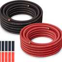 10 Gauge Wire (25FT Each, Red/Black), Low Voltage for Automotive Wiring, Battery Cable, 10AWG, Car Audio, Car Amplifier Power or Ground Cable, Translucent Jacket, CCA, with 10 Heat Shrink Tubing