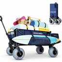X900 Beach Wagon with 9×4" Big Balloon Wheels for Sand, 48" Heavy Duty Folding Wagon with Expandable Tailgate & Side Bag, Collapsible Utility Cart for Beach, Camping, Fishing (Navy Blue)