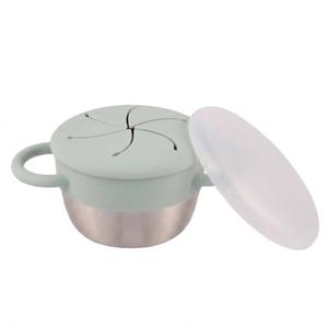 Elk and Friends Stainless Steel Snack Cups | Removable Silicone Food Catcher and Travel Lid | Spill-Proof Snack Containers for Baby, Toddler, Kids | Dishwasher Safe | 1 Pack