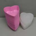 Yerliker 48 Pieces Valentines Heart Food Containers with Lids 22 oz / 650 ml Large Heart Shaped Food Containers Plastic Storage Box Reusable Dessert Box for Kitchen Restaurant Fruit Vegetable (Pink)