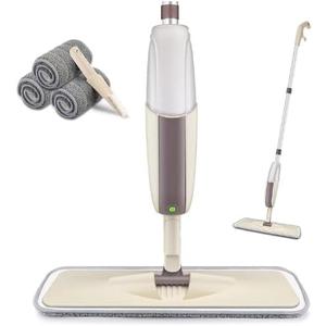 HOMTOYOU Spray Mop for Cleaning Floors: Wet Mop with 1 Refillable Bottle and 3 Washable Microfiber Pads for Home Kitchen Hardwood Laminate Wood Vinyl Ceramic Tiles