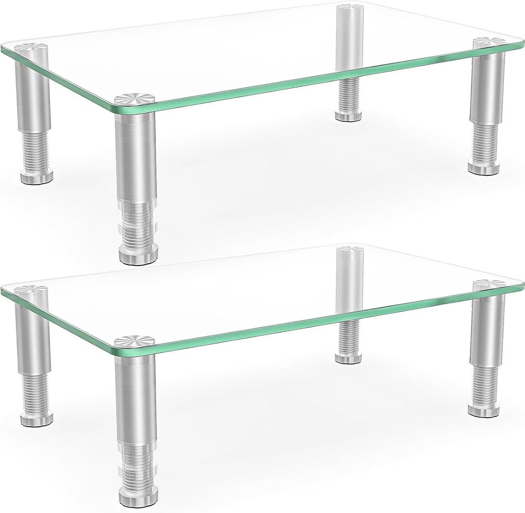 1 Pack Computer Monitor Riser with Height Adjustable Multi Media Desktop Stand for Flat Screen LCD LED TV, Laptop/Notebook/Xbox One (Clear)