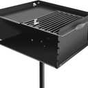 Park Style Charcoal Grill Heavy Duty, Outdoor BBQ Grill with Grate, Park Grill for Backyard, Camping, Commercial Use, Small Charcoal Grills for Outdoor Park (25'' L x 17'' W x 11'' H)