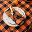 Joyfol Day Halloween Orange Buffalo Plaid Tablecloth - 55x86 Inch Rectangle Washable Checkered Table Cover, Fall & Thanksgiving Decor for Holiday Parties
