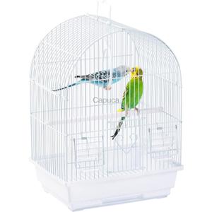 Small Bird Travel Cage - Lightweight Small Birds Starter Kit with Birdcages and Accessories Great for Parakeets Lovebirds Parrotlets Finches Canaries (White 11.8"L x 8.9"W x 15.3"H)