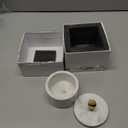 Queenza White Marble Salt Cellar with Lid and Brass Knob, 3 Inch Salt Box, 3x3 Inch