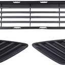 Front Bumper Lower Grille Insert Grill with Left Right Side Fog Light Hole Cover Cap Trim for Toyota Camry 2012-2014