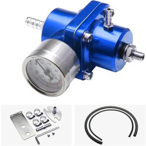 Adjustable Fuel Pressure Regulator With Gauge Hose 0-140 PSI Universal 6AN FPR Kit Aluminum Blue