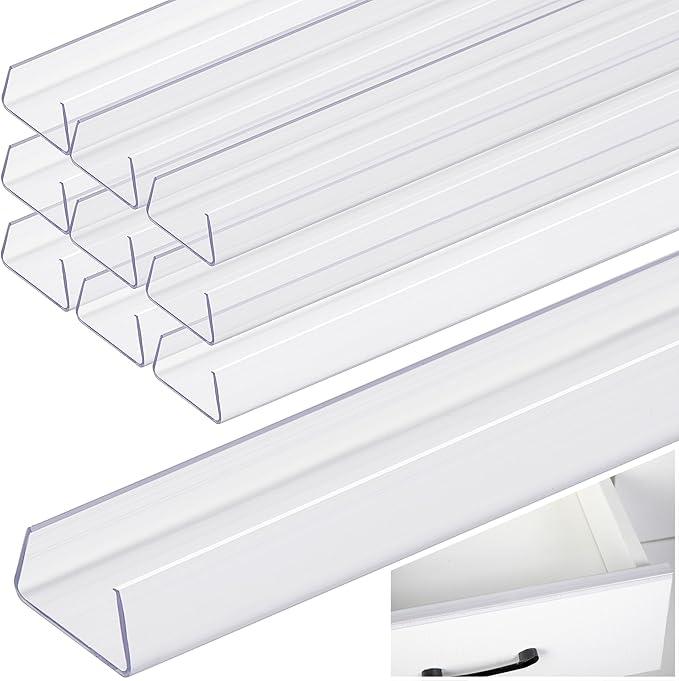 10 Pcs 24" Cabinet Door Protector Edge Guard-3/4 Thick Slip-On Drawer Door Protector in Clear-Shelf Edge Protectors for Kitchen Cabinets to Prevent Wear,Chipping and Discolouration