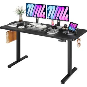 Monomi Electric Standing Desk, 63 x 28 inches Height Adjustable Ergonomic Home Office Sit Stand Up Desk with Memory Preset Controller (Black Top/Black Frame)