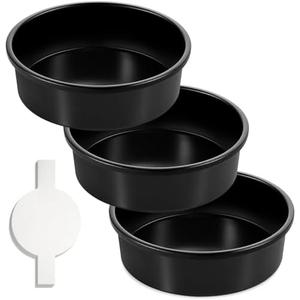AIVIKI 8-Inch Round Cake Pan Set of 3, Nonstick Smash Cake Baking Pans Tins with 100 Pieces Parchment Paper, Carbon Steel Bakeware for Birthday Christmas, Oven & Dishwasher Safe