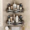 VOLPONE 2 Pack Shower Caddy Suction Cup, Corner Shower Shelves No Drilling, Showers Organizer Storage with Towel Bar & Removable Hooks, Bathroom Shower Shelf Rack for Inside Showers, Triangle