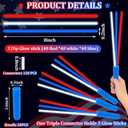 120 Pcs 4th of July Party Favors Glow Sticks with Connectors & 20 Handles,Red White Blue Patriotic Glow Stick Bulk Light up Bracelets & Necklaces for Kids & Adults USA 250th Anniversary Party Supplies