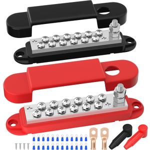 RVBOATPAT Power Distribution Block 12V 150A 1/4" Stud Marine Bus Bar 12 Volt DC Battery Busbar for Boat Automotive Solar Wiring