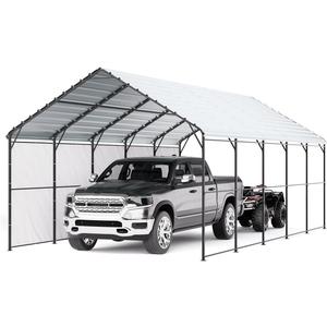 VEVOR Heavy Duty Metal Carport, 13' x 26' Outdoor Carport with Galvanized Steel Frame & Roof, Car Tent Garage Shade with Removable Sidewalls, Multi-Use Car Shelter for Pickup, Boat, Car & Tractors
