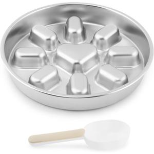 Slow Feeder Dog Bowls with Measuring Spoon, Stainless Steel Slow Feeder for Small & Medium Dogs, Non-Slip Silicone Base Pet Bowl for Fast Eaters, Anti-Gulping Dog Bowl(COLOR:silver)