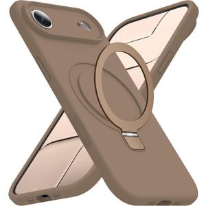 Compatible with iPhone 17 Air Case with Magnetic Invisible Stand Compatible with Mag-Safe Military Drop Tested Shockproof Silicone iPhone 17 Air Phone Cases for Women Men 6.6"Brown