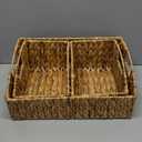 Set of 3 Handwoven Water Hyacinth Storage Baskets  Decorative Natural Wicker Organizer Bins with Built-in Handles for Bathroom, Kitchen, Pantry, Nursery, Closet, Laundry, Living Room, and Home Use