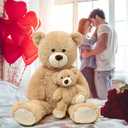 MorisMos Mom and Baby Giant Teddy Bear, 39inch Soft Large Teddy Bears Stuffed Animal Plush for Baby Shower, Tan (Light Brown)
