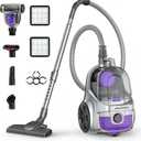 Aspiron 40Kpa Canister Vacuum Cleaner, 1600W Bagless Canister Vacuum Cleaner with 5 Tools, Auto Cord Rewind, H13 HEPA Filter, 4Qt Large Cup, for Hard Floors, Carpet, Pet, Upholstery, Tiles, Purple
