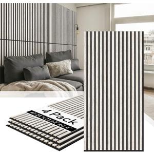 Olanglab Wood Slat Wall Panels 4 Pack, Acoustic Wall Panels, 47.24'' x 23.62" Each 3D Wall Panels for Interior Wall Decor (White)