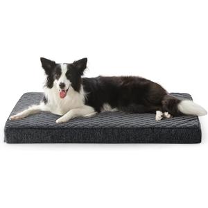 JOEJOY Orthopedic Dog Bed for Large Dogs, Washable Dog Crate Bed Large Sized with Removable Cover, Egg Memory Foam Big Pet Beds, Grey, 35"x22"