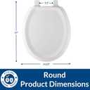 Mayfair Sculptured Traditional Toilet Seat, Easy Clean Hinges with Durable Wood Seat, Made in USA, Round, White