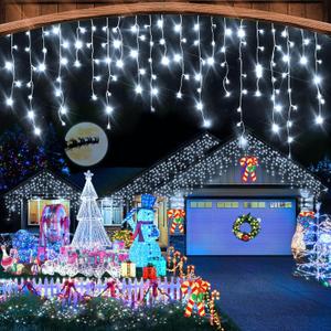 Christmas Lights Outdoor, 164FT 1600 LED Ice Lights for Outside with 320 Drops, 8 Modes Timer Memory Function, IP44 Waterproof Ice String Lights for Christmas Party Eaves Yard Decor (Cool White) Christmas Lights Outdoor, 164FT 1600 LED Ice Lights for Outside with 320 Drops, 8 Modes Timer Memory Function, IP44 Waterproof Ice String Lights for Christmas Party Eaves Yard Decor (Cool White)