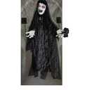 Haunted Hill Farm 4.3-Ft Animatronic Scary Demon Widow Door Greeter with Touch Activated Lights and Sound, Battery-Operated Indoor or Covered Outdoor Halloween Decoration